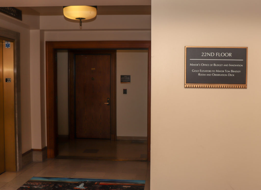 picture of Los Angeles City hall elevators 