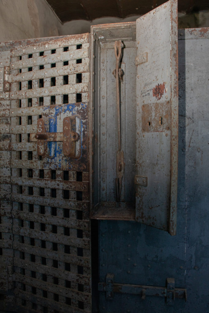 picture of red top jail cells lock