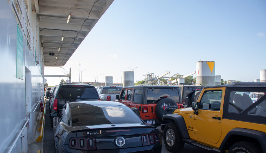 picture of cars on Galveston ferry 